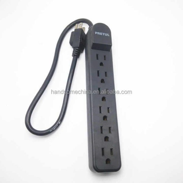 2 Pack 6-Outlet Power Strip Surge Protector 15A Rated Current ETL Certified Socket Type