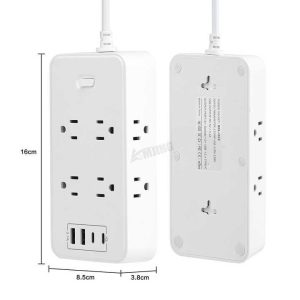 8 Output US Power Socket With Safety Switch Overload Protection 2m Extension Cable American Standard Power Strip With USB Ports