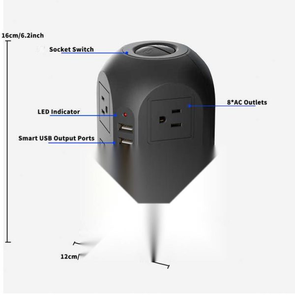 Factory Best Selling 8 Way+4 USB Us Surge Protector New Style Power Strip Protector Power Strip Power Socket Extension