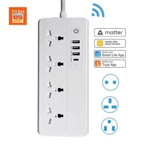 Matter Smart Home Socket Universal Surge Protector Power Strip App Control Tuya Smart Wifi Power Strip Extension Socket