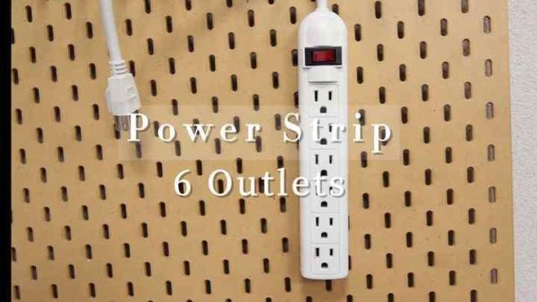 15A 125V Mountable Power Strip with 6 Outlets, Surge Protector & Dual Control Switches