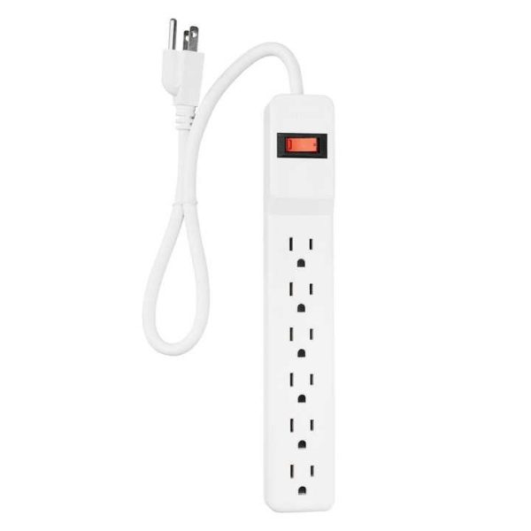 15A 125V Electric Power Socket 6 Outlets Power Strip with Surge Protector Two in One Switch Mountable Power Bar