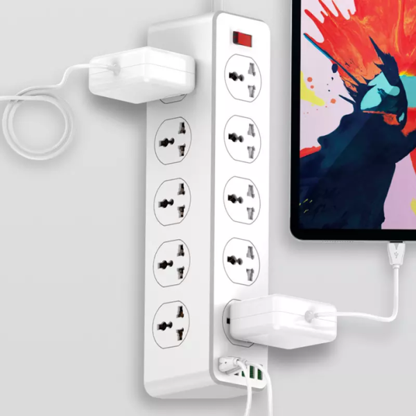 SC10610 Extension Power Socket Strip With 10 Sockets 6 Type-C USB QC3.0 Charger Port Surge Protector Power Strip Universal