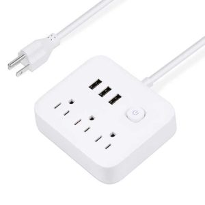 Portable American Standard with Main Switch 3 USB 3 Outlets Plug Power Strip Power Socket for Travel Hotel Home Office