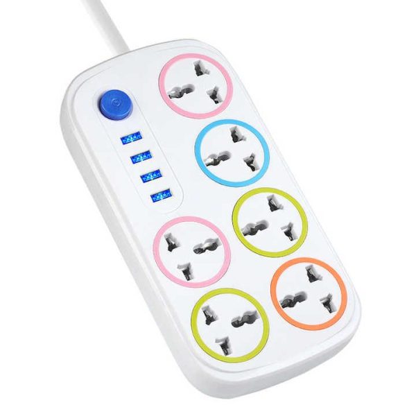 6 Way Power Strip Extension Sockets Extension Multi Socket USB Surge Protector Power Strip Plugs Sockets