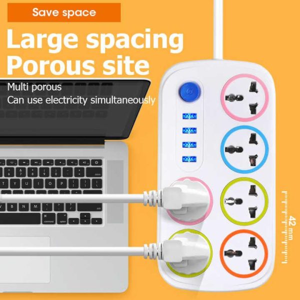 6 Way Power Strip Extension Sockets Extension Multi Socket USB Surge Protector Power Strip Plugs Sockets