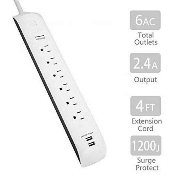 Usa Electrical 6 Outlet Multi Functional Surge Protector Power Strip with USB