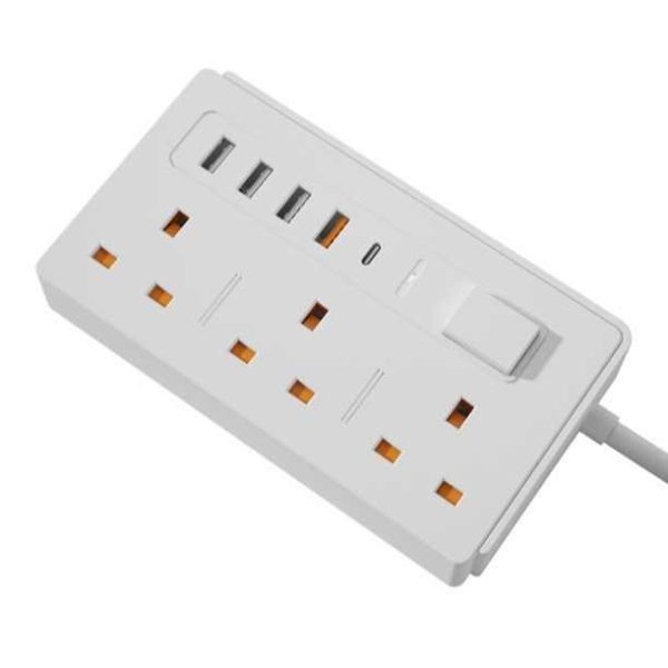 Best Selling Type C QC Ports Standard Grounding 3 Outlet Power Strip With 3 Usb Universal Extension Socket