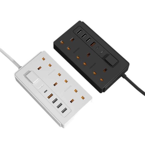 Best Selling Type C QC Ports Standard Grounding 3 Outlet Power Strip With 3 Usb Universal Extension Socket