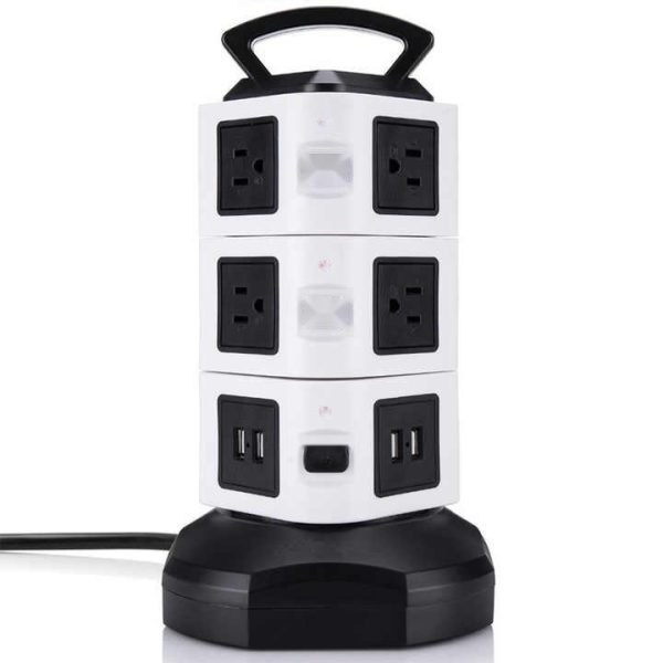 Cheap JUNWEI Electric 11 Ways Outlets 2 USB Ports Vertical Power Strip Surge Protector US UK Standard Socket