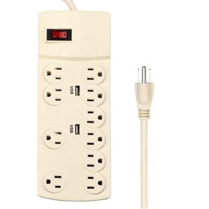 USB Power Socket, 700 Joules 10 Outlet Heavy Duty Extension Cord Power Strip with Surge Protector