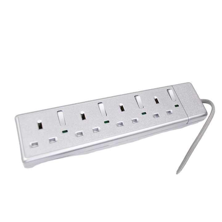 13A 4 Gang Extension Lead BS Socket Power Strip with UK Fused Plug Top, Individual Switch & Neon