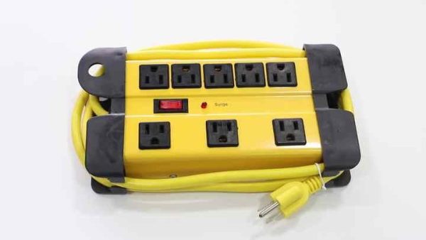 Industrial 8-Outlet Metal Power Strip with Surge Protection – 6FT SJT14AWG Extension Cord, 15A 125V ETL Certified