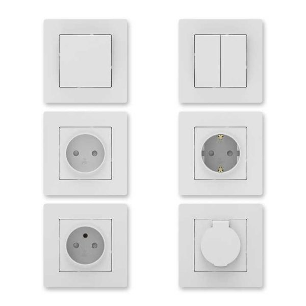 Wall Switch Manufacturer EU 10A 250V 2 Gang 1 Way Wall Socket Black White Champagne PC Panel Light Switch for Home Decoration