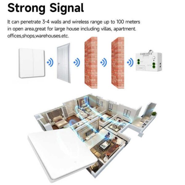 QX-303 No Battery Required Light Switch 10A 110V-240V 1 Gang 1 Way Kinetic Switch Wireless Remote Control Wall Switches