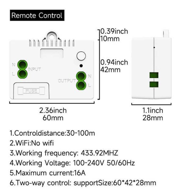 QX-303 No Battery Required Light Switch 10A 110V-240V 1 Gang 1 Way Kinetic Switch Wireless Remote Control Wall Switches