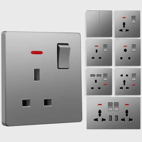 Wholesale EU/UK Standard 240V Universal Electrical Outlet 1/2/3 Gang 2 Way LED Light Home Wall Switch and Socket