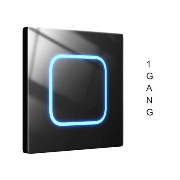 UK Type 86mm Glass Plate Fashion Design Click Button Wall Switch with Ring Led Indicator 1gang 1way Wall Plate