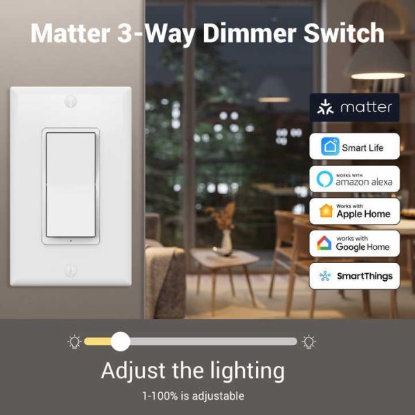 WiFi Matter Compatible Wall Switch Smart Home Automatic LED Dimmer Remote Controller Switch