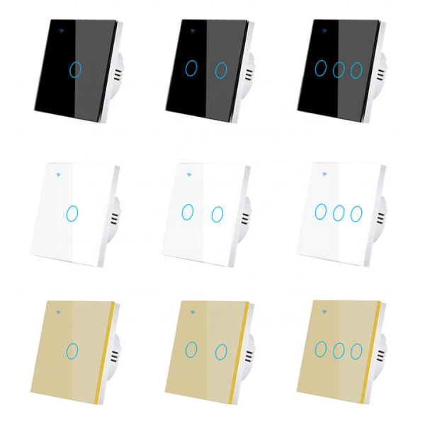 Tuya App Voice Remote Control EU UK 220V 1/2/3/4 Gang Universal Glass Touch Wall Smart Light Switch WiFi for Hotel Home Use