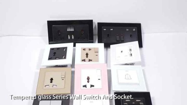 3 Gang 1 Way Tempered Glass Wall Light Switch with LED Indicator - 10A 250V ON/OFF Push Panel