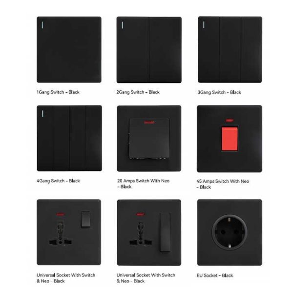 MVAVA Durable EU PC Ultra-thin Skin Feel 1/2/3/4 Gang 1/2 Way 20A 45A Rocker Light Wall Electrical Switch with Indicator Light