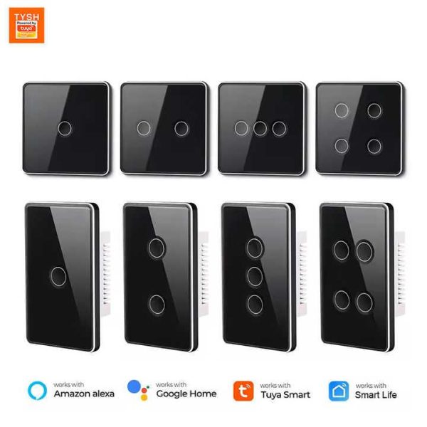 Zigbee Tempered Glass Smart Home Touch Light Switch 1/2/3/4 Gang Tuya App Remote Control Wall Switch Work With Google Alexa