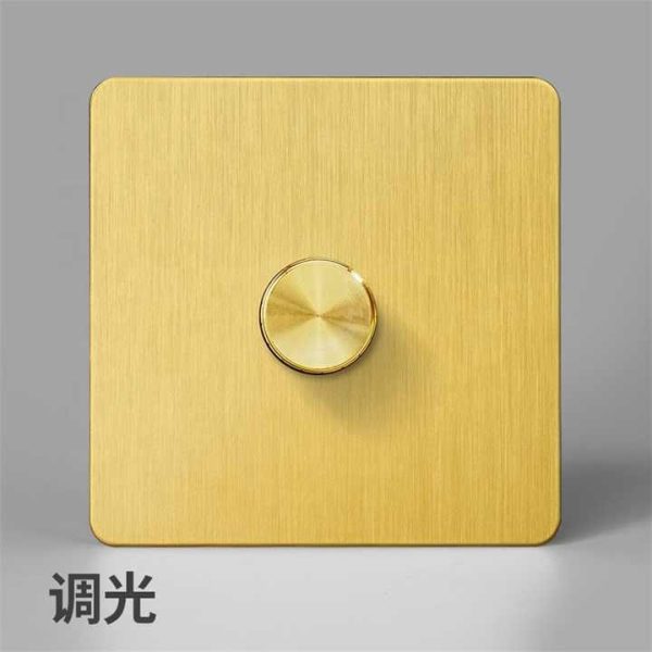 Golden Stainless Steel Panel and Golden Brass Rocker Toggle Wall Switch ,3 Gang 2 Way Switch,dimmer Switch