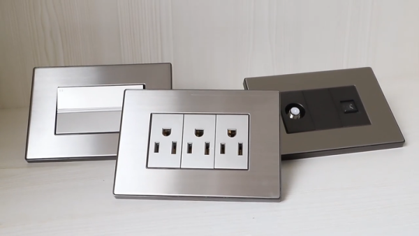 Stainless Steel 1 Gang Wall Switch and Socket with Modern Design for Residential Electrical Systems