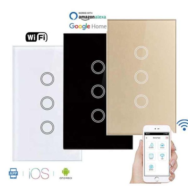 110v 220v No Neutral & Neutral Wire 1/2/3/4 Gang Tuya WiFi Light Switch With RF433 Electric Wall Smart Touch Switch Alexa