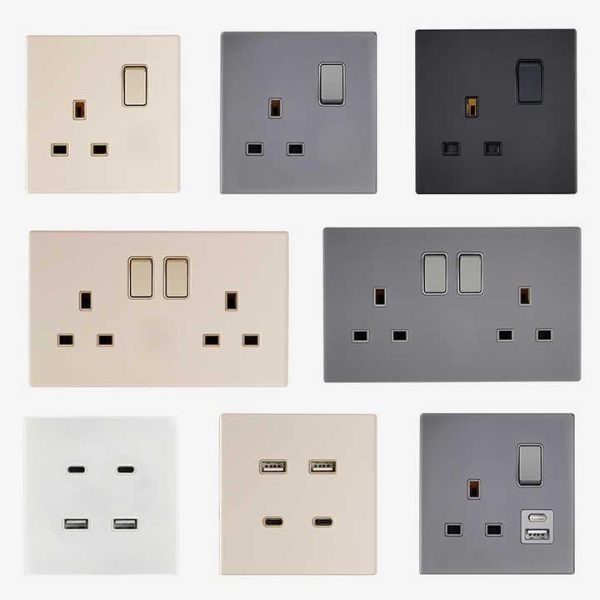 China Fitting Minimalist Uk Three Gang One Way Switches and Sockets Light Wall Mounted Switches