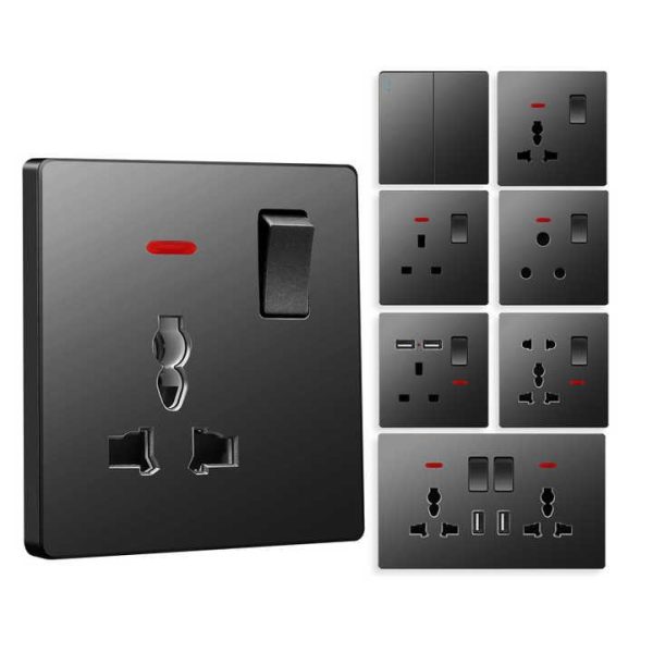 Factory Custom Electric Power Indoor Household Modern 3pin 5pin Wall Socket 15A 16A 250V 1 2 3 Gang 1 2 Multi Way Wall Switches