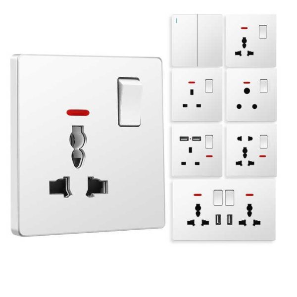 Factory Custom Electric Power Indoor Household Modern 3pin 5pin Wall Socket 15A 16A 250V 1 2 3 Gang 1 2 Multi Way Wall Switches