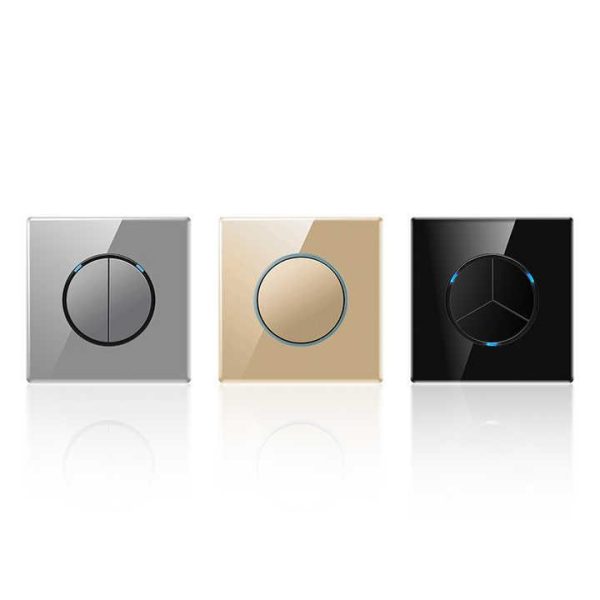 UK/EU Standard Wall Push Button Light Switch 16A Tempered Glass Sockets and Switches Electrical With Child Protection