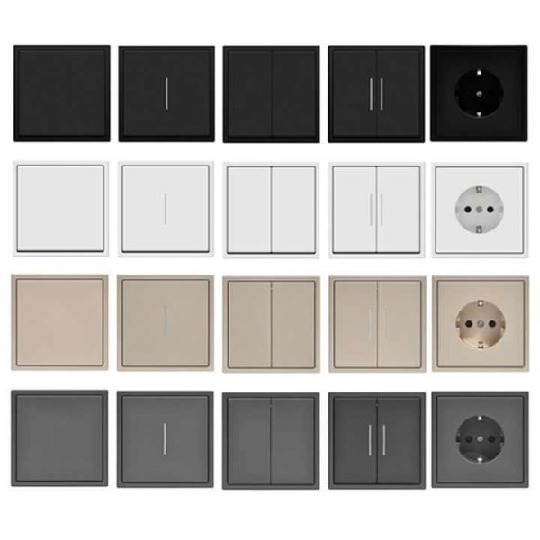 CE Skin Feeling Matte Texture PC Panel 2 Gang 4 Gang Power Dual Electric Outlet Wall Light Switches and Socket With Neon