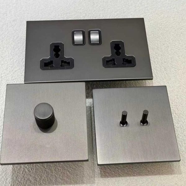 86 Electrical Wall Universal Socket Light Toggle Switches Stainless Steel Frame Grey 13Auk European 10A250v 1/2/3/4 GANG 2 Way