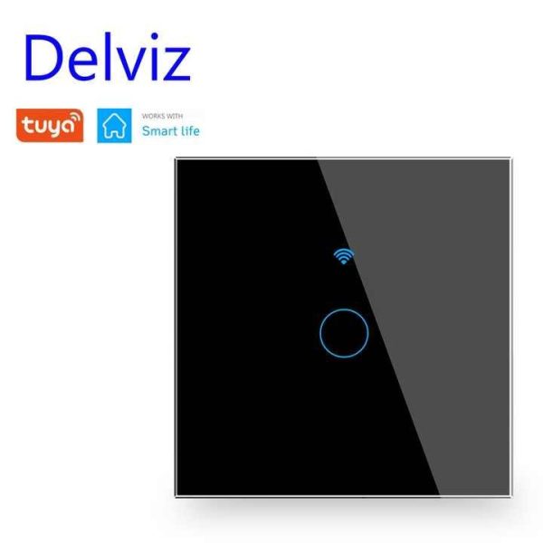 Delviz EU Standard Glass Panel,Remote Control Wall-mounted Switch Work With Google Alexa,WIFI Tuya Smart Touch Wall Light Switch