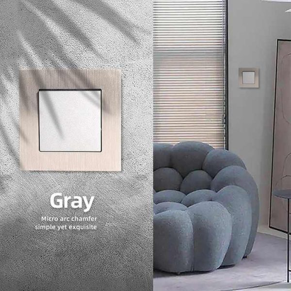 Modern Luxury Design Brushed Aluminum Light Switch Panel 1 Gang Gold Grey Black EU Wall Switch